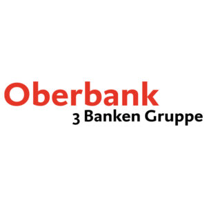 Oberbank Logo: Roter Schriftzug "Oberbank" und "3 Banken Gruppe" für Finanzlösungen und Bankdienstleistungen.