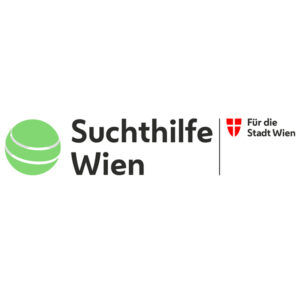 SuchtHilfe Wien Logo. Grüne Kugel links, Text "SuchtHilfe Wien", Logo "Für die Stadt Wien".